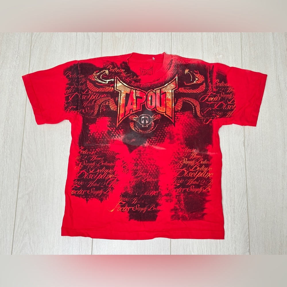 Vintage Tapout Shirt Mens XL Y2K Snakes Fighting MMA Red Distressed